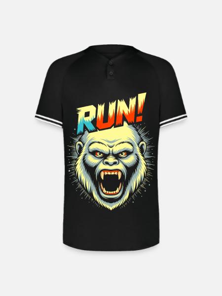 RUN! – Screaming Yeti Face - Augusta Sportswear Men's Cutter Henley Jersey - black/white