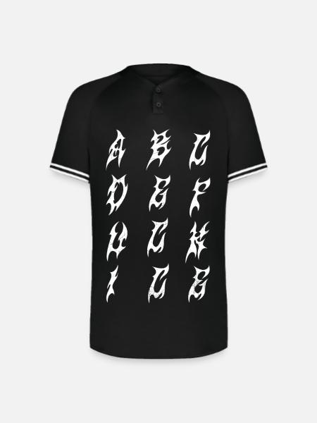 Flame Glyphs in Ink Columns - Augusta Sportswear Men's Cutter Henley Jersey - black/white
