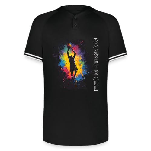 High Energy Basketball Paint Splatter Art - Augusta Sportswear Men's Cutter Henley Jersey
