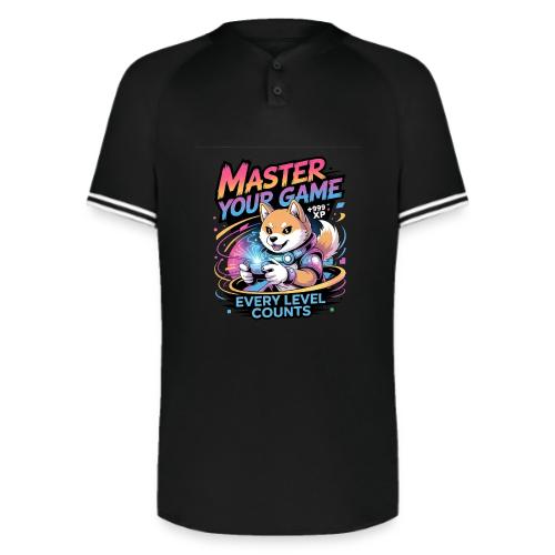 Cute Gamer Shiba Inu Level Up - Augusta Sportswear Men's Cutter Henley Jersey