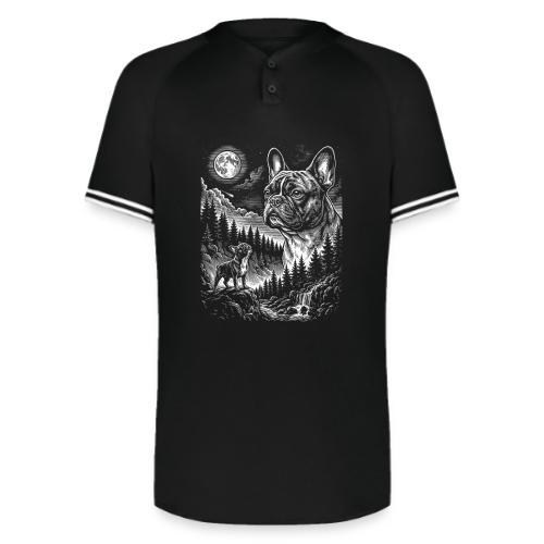 Vintage French Bulldog Moon Howling Tee - Augusta Sportswear Men's Cutter Henley Jersey