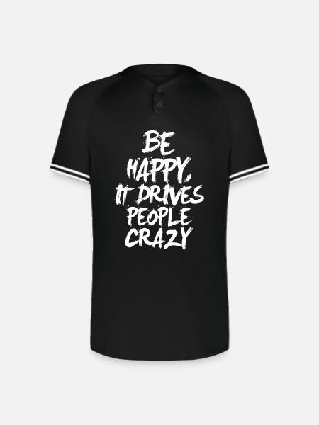 Be Happy (dark) - Augusta Sportswear Men's Cutter Henley Jersey - black/white