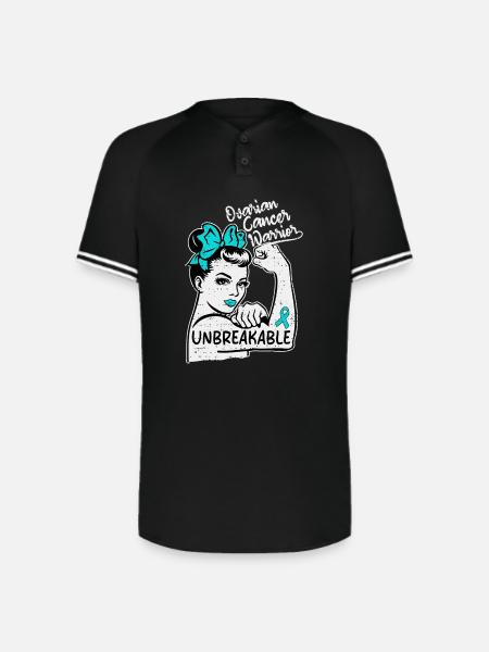 Unbreakable Ovarian Cancer Warrior - Augusta Sportswear Men's Cutter Henley Jersey - black/white