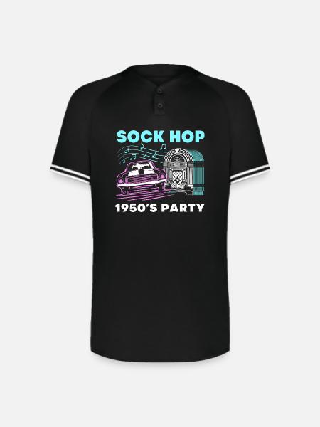 Music Dance Sock Hop - Augusta Sportswear Men's Cutter Henley Jersey - black/white
