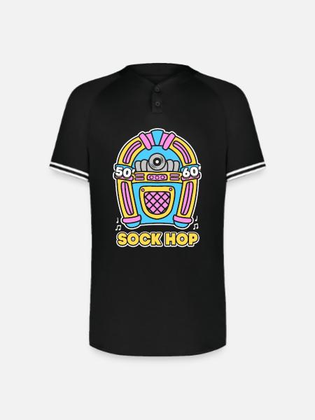 Jukebox 50s Sock Hop - Augusta Sportswear Men's Cutter Henley Jersey - black/white
