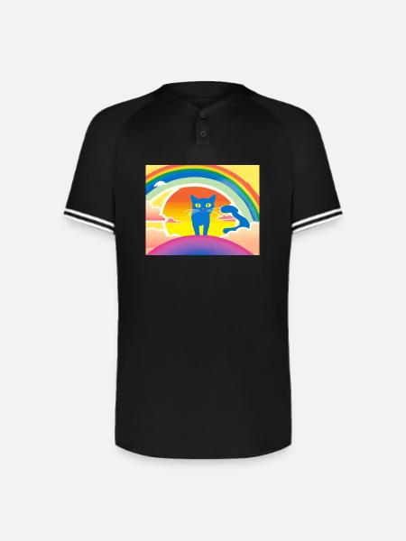 Blue Cat Rainbow Sunset - Augusta Sportswear Men's Cutter Henley Jersey - black/white