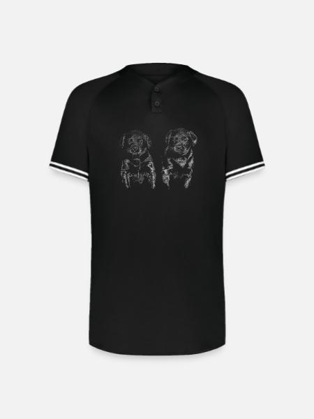 Puppy Halftone Duo - Augusta Sportswear Men's Cutter Henley Jersey - black/white