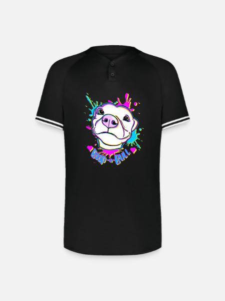 Boop-a-Bull Neon Splash - Augusta Sportswear Men's Cutter Henley Jersey - black/white