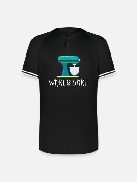 Wake And Bake - Augusta Sportswear Men's Cutter Henley Jersey - black/white