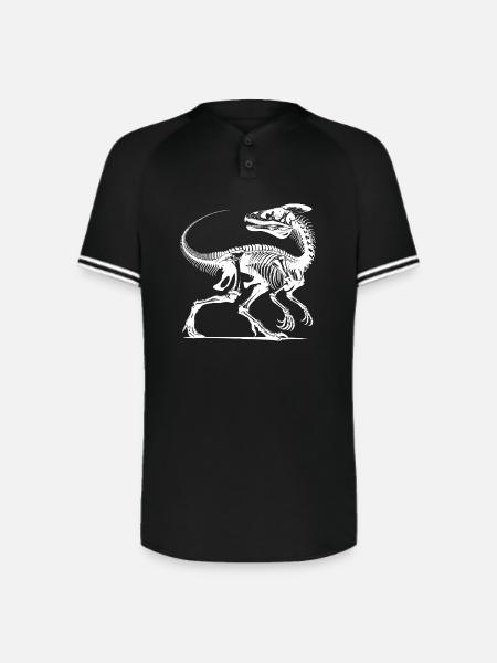 Dinosaur Raptor With Spine Bone - Augusta Sportswear Men's Cutter Henley Jersey - black/white
