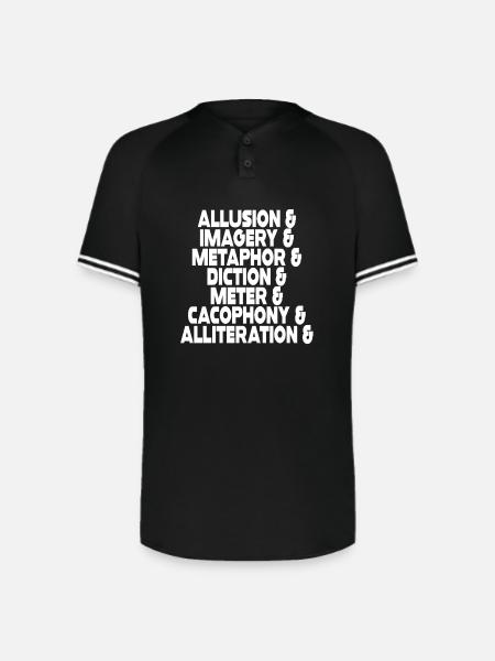 Literary Devices Typographic Poster - Augusta Sportswear Men's Cutter Henley Jersey - black/white