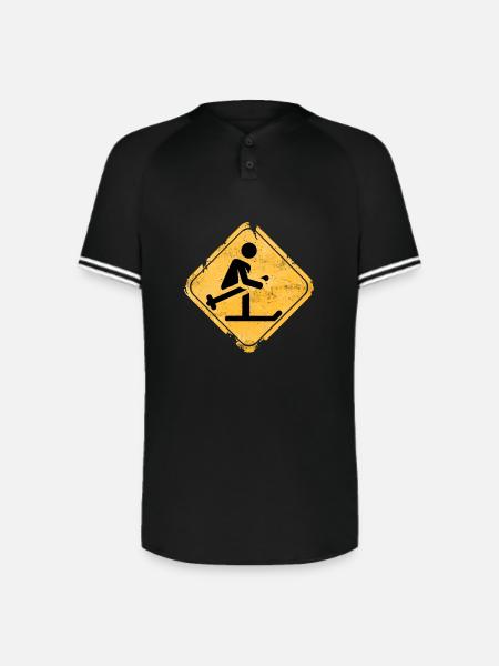 Snowboard Jump Hazard Sign - Augusta Sportswear Men's Cutter Henley Jersey - black/white