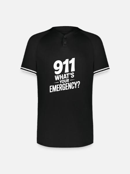 911 What's Your Emergency? - Augusta Sportswear Men's Cutter Henley Jersey - black/white