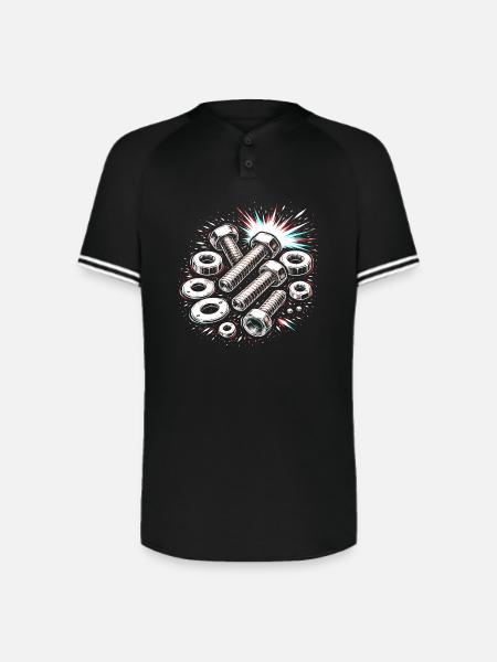 Screws Nuts Mechanic Tool Design - Augusta Sportswear Men's Cutter Henley Jersey - black/white