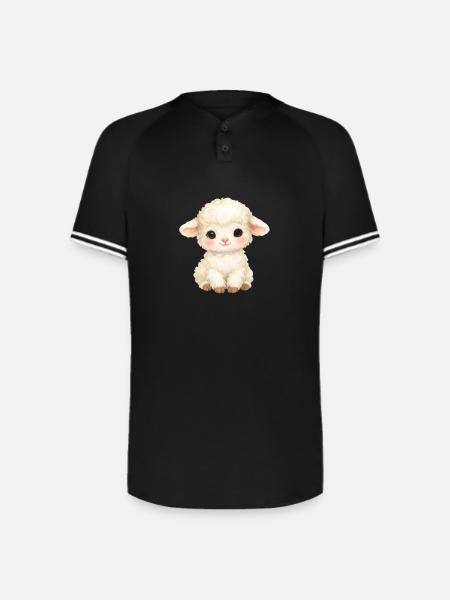 Pastel Lamb - Augusta Sportswear Men's Cutter Henley Jersey - black/white