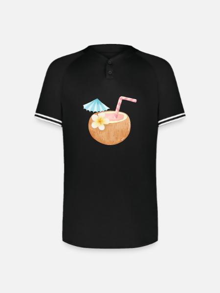 Tropical Coconut Sip - Augusta Sportswear Men's Cutter Henley Jersey - black/white