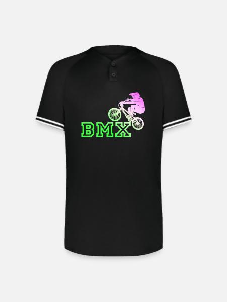 Neon BMX Rider Emblem - Augusta Sportswear Men's Cutter Henley Jersey - black/white