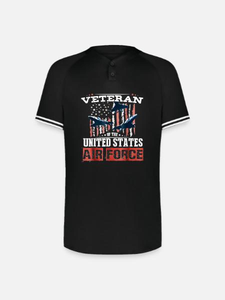 USAF Veteran Pride Art - Augusta Sportswear Men's Cutter Henley Jersey - black/white