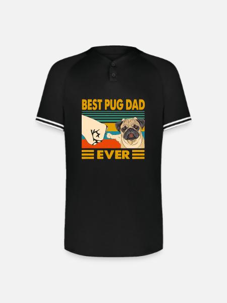 Best Pug Dad Ever - Augusta Sportswear Men's Cutter Henley Jersey - black/white