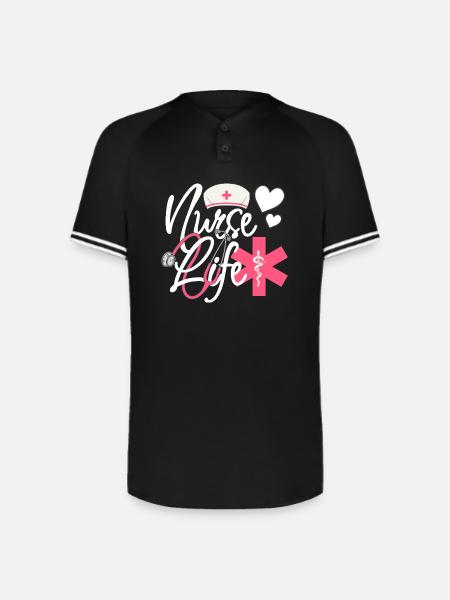 Nurse Life – Heart & Stethoscope Pride - Augusta Sportswear Men's Cutter Henley Jersey - black/white