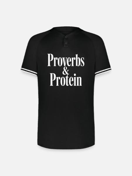 Proverbs & Protein - Augusta Sportswear Men's Cutter Henley Jersey - black/white