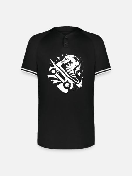 Roller Skates Graphic - Augusta Sportswear Men's Cutter Henley Jersey - black/white