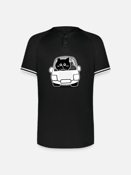 Chubby Black Cat Expressions - driver cat - Augusta Sportswear Men's Cutter Henley Jersey - black/white