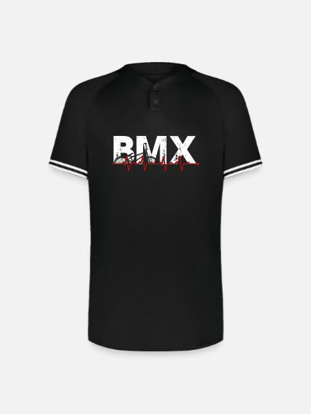BMX Pulse Bike Art - Augusta Sportswear Men's Cutter Henley Jersey - black/white