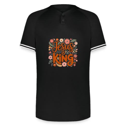 Jesus Is King – Floral Christian Typography Design - Augusta Sportswear Men's Cutter Henley Jersey