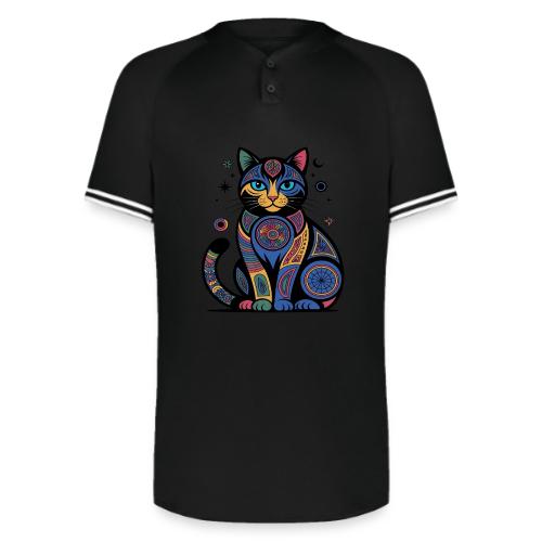 Vibrant Geometric Cat Mandala - Augusta Sportswear Men's Cutter Henley Jersey