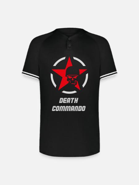 Death Commando Military Skull - Augusta Sportswear Men's Cutter Henley Jersey - black/white