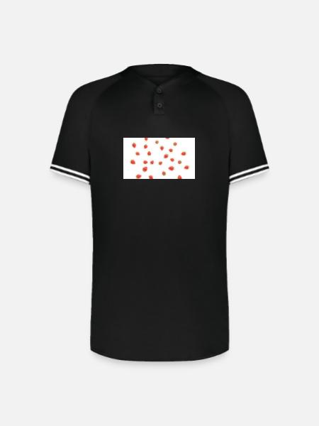 Strawberry Scatter Pattern - Augusta Sportswear Men's Cutter Henley Jersey - black/white