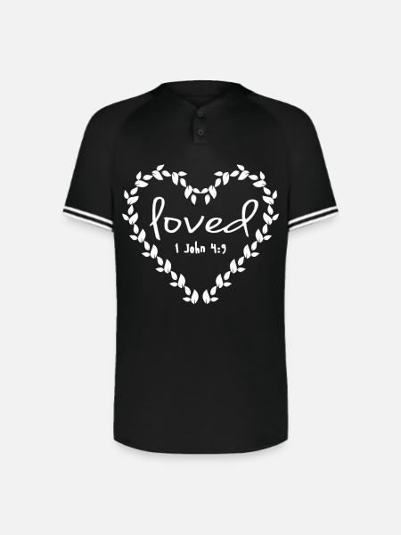 Loved Religious - Augusta Sportswear Men's Cutter Henley Jersey - black/white