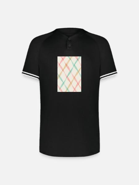 Pastel Diagonal Plaid - Augusta Sportswear Men's Cutter Henley Jersey - black/white