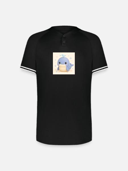 Bubble Whale - Augusta Sportswear Men's Cutter Henley Jersey - black/white