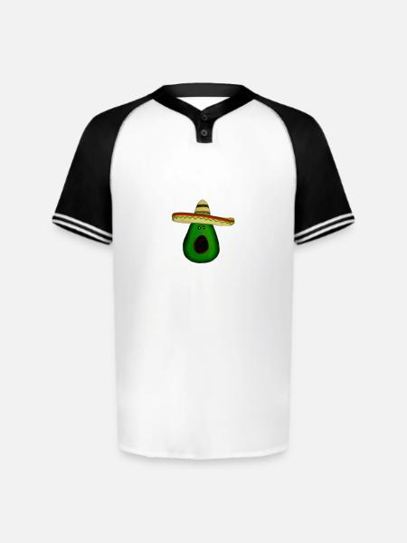 Mexican avocado with sombrero - Augusta Sportswear Men's Cutter Henley Jersey - white/black