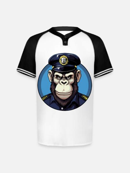 Monkey policeman - Augusta Sportswear Men's Cutter Henley Jersey - white/black
