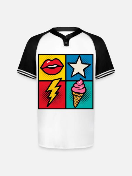 Kiss & Cone Pop - Augusta Sportswear Men's Cutter Henley Jersey - white/black