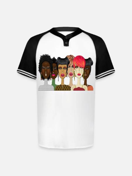 "United – Bold & Beautiful Women Art" - Augusta Sportswear Men's Cutter Henley Jersey - white/black