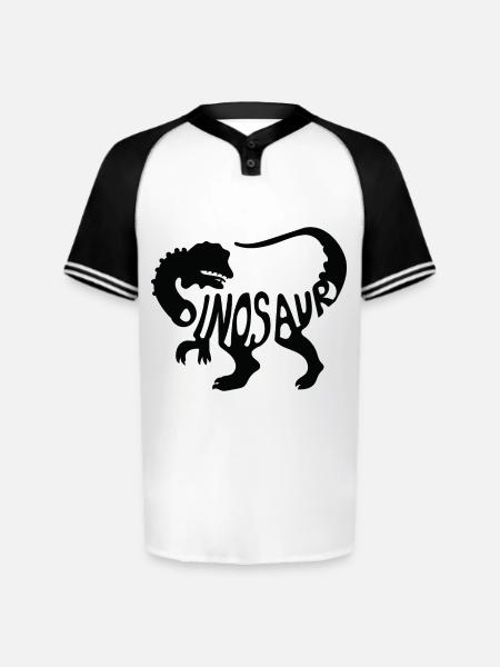 Bold Dinosaur Silhouette T-Shirt Design - Augusta Sportswear Men's Cutter Henley Jersey - white/black