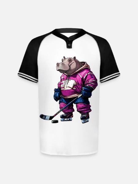 Hippos ice hockey - Augusta Sportswear Men's Cutter Henley Jersey - white/black