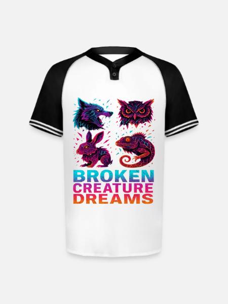 Bizarre Abstract Animals Broken Creatures - Augusta Sportswear Men's Cutter Henley Jersey - white/black