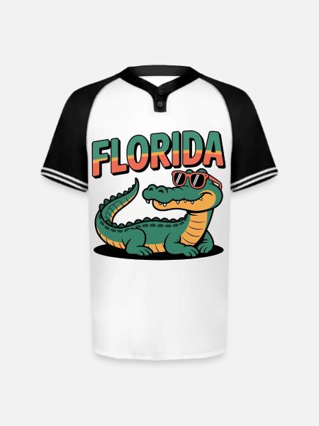 Florida Alligator - Augusta Sportswear Men's Cutter Henley Jersey - white/black