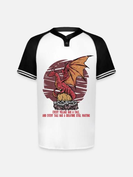 European Dragon Creature Mythological Creatures - Augusta Sportswear Men's Cutter Henley Jersey - white/black