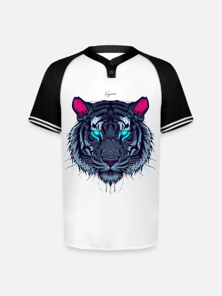 Neon Circuit Tiger - Augusta Sportswear Men's Cutter Henley Jersey - white/black