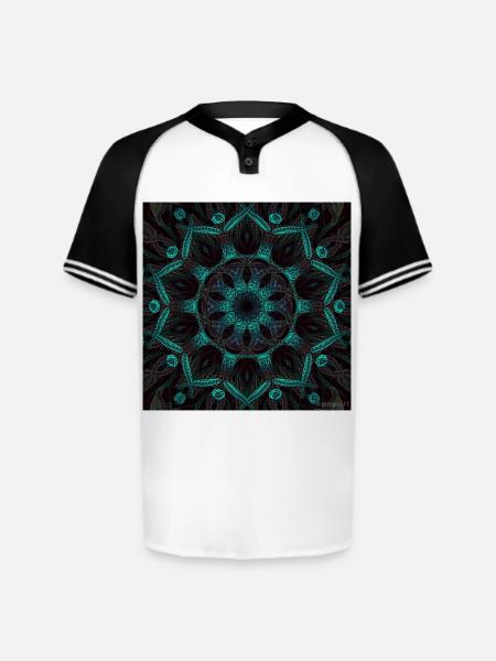 Neon Mandala Fractal Bloom - Augusta Sportswear Men's Cutter Henley Jersey - white/black