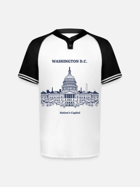 Capitol Skyline in Blue - Augusta Sportswear Men's Cutter Henley Jersey - white/black