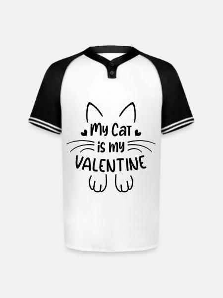 My Cat is My Valentines - Augusta Sportswear Men's Cutter Henley Jersey - white/black
