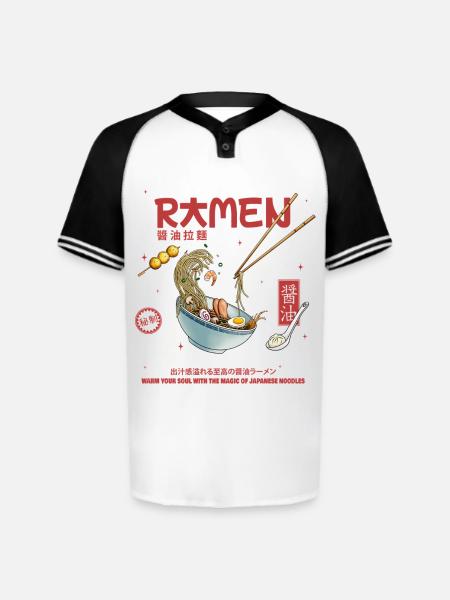Ramen - Augusta Sportswear Men's Cutter Henley Jersey - white/black