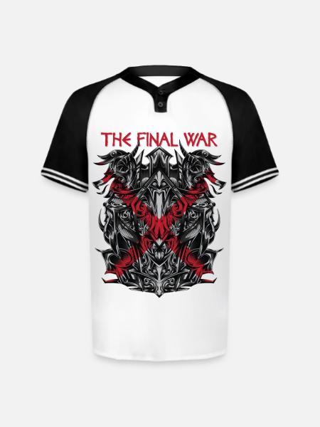 Final War Glyphs - Augusta Sportswear Men's Cutter Henley Jersey - white/black